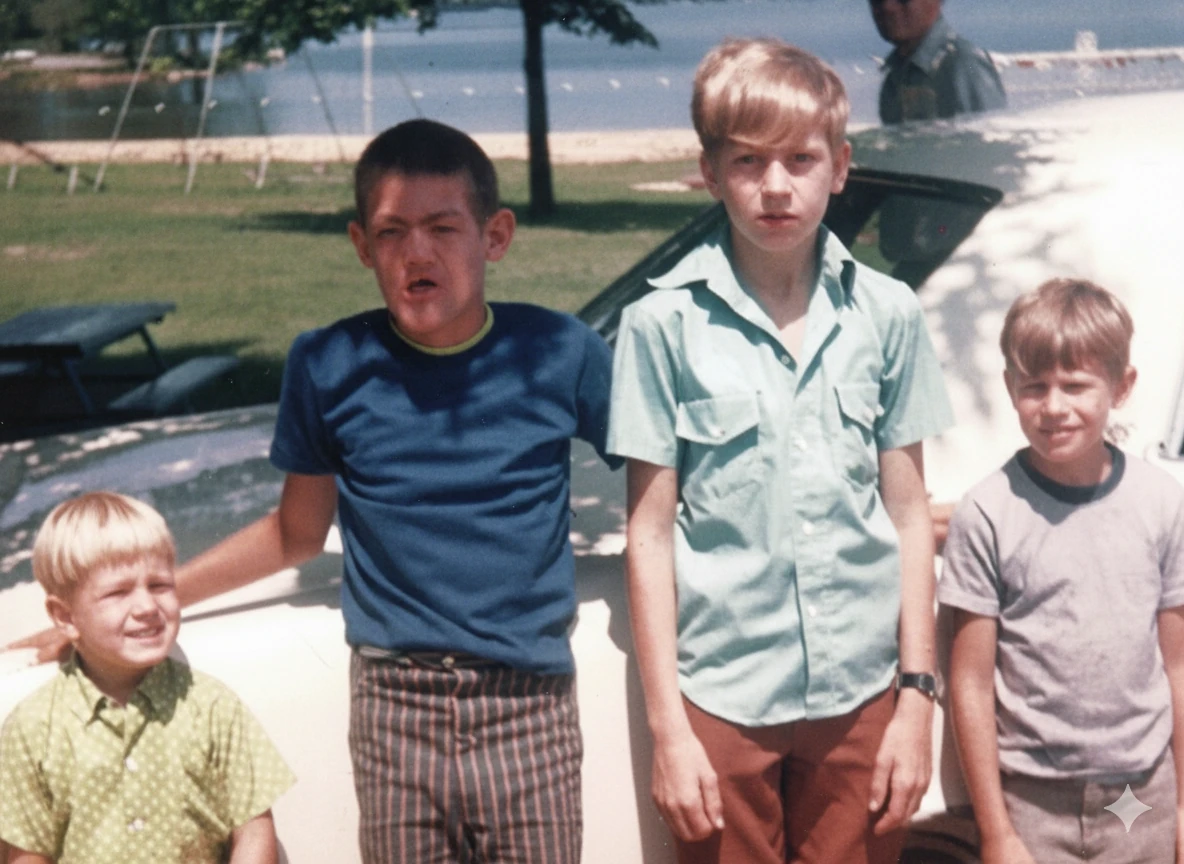 A vintage photograph of Francis Gauthier and John R. Davies as young boys.